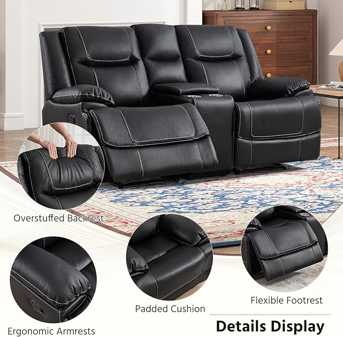 ANJ Premium Genuine Manual Reclining Sofa Set, Included Single Recliner Chair - Image 5