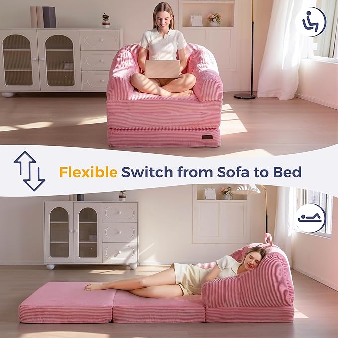 MAXYOYO Folding Sofa Bed with Backrest, Boneless Fold Out Couch Bed with Handle - Image 4