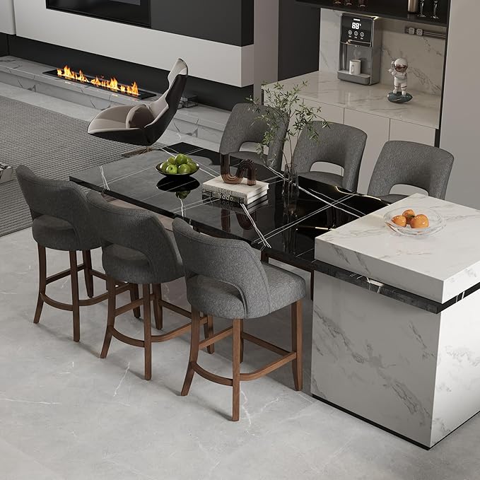 VKNOW Bar Stools Set of 6, Modern Counter Stools - Image 3