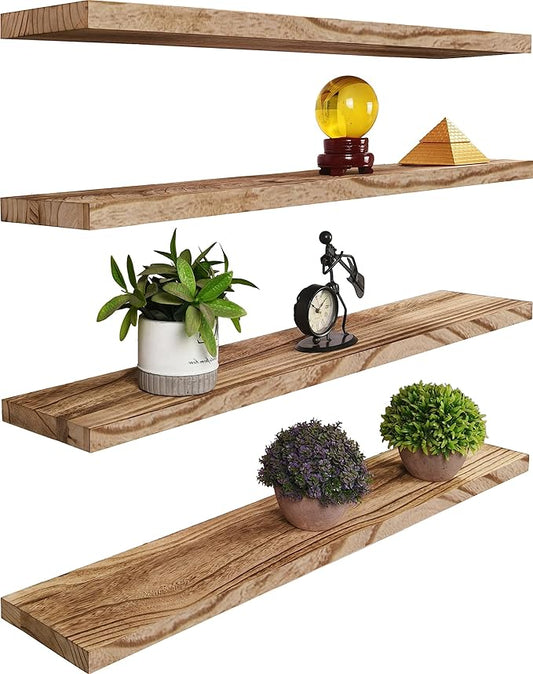 YYWUOJJ Wood Floating Shelves for Wall, Rustic Wall Shelves for Bedroom by YYWUOJJ