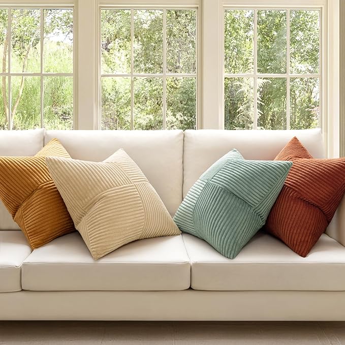 MIULEE Teal Orange Decorative Throw Pillow Covers 18x18 Inch Set of 4 Boho - Image 2