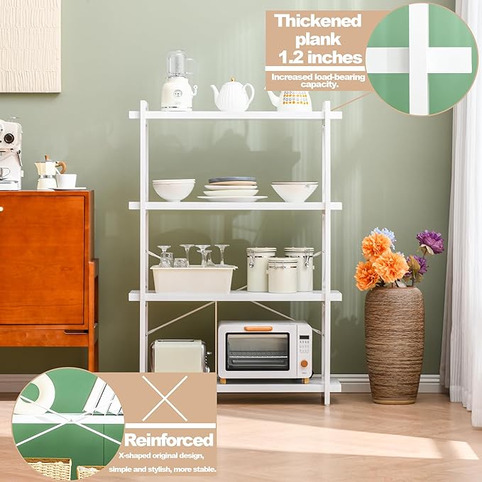 HCHQHS Bookshelf, 4-Tier Industrial Bookcase, Freestanding Tall Bookshelves - Image 5