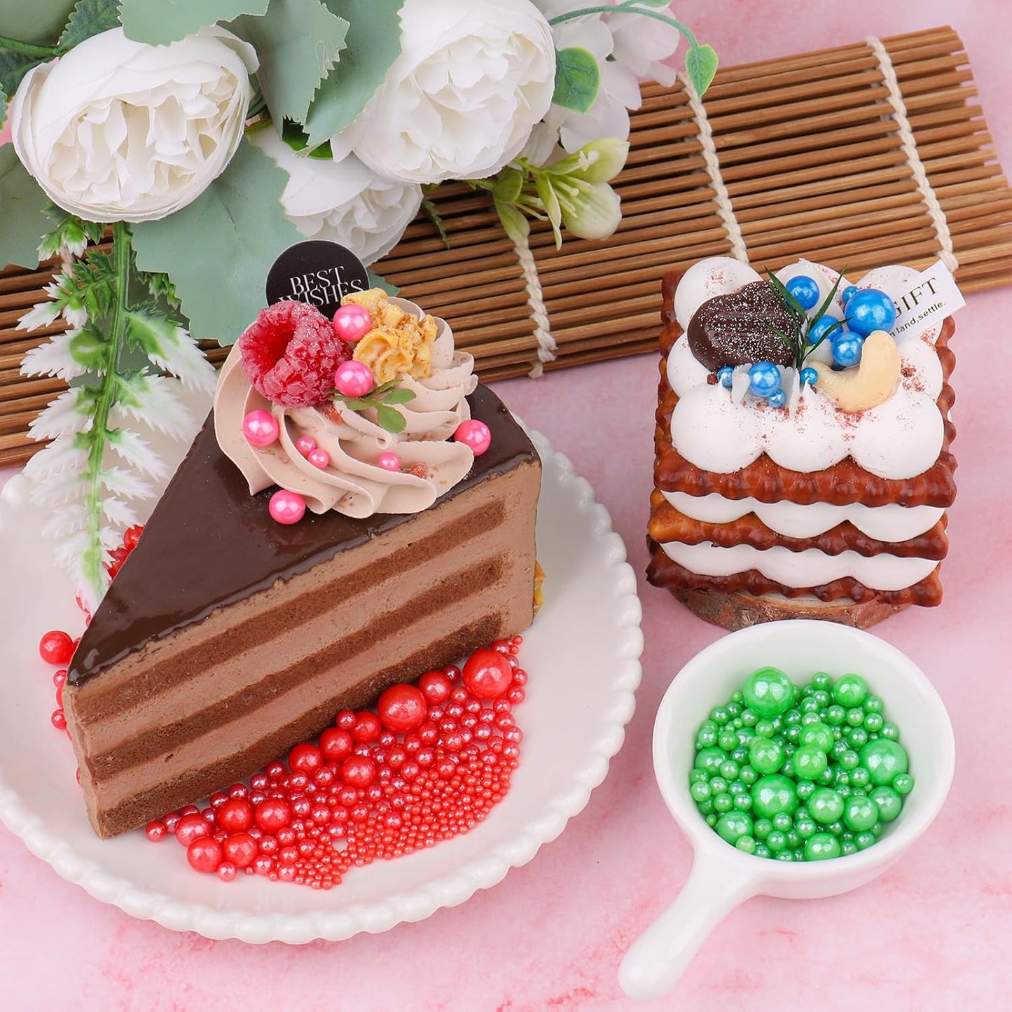 Blue Pearl Sprinkles for Cake Decorating, 11.3 Oz Edible Pearls Sugar 4 Sizes Gift Box Set for Baking Cookie Ice Cream Cupcake Toppings