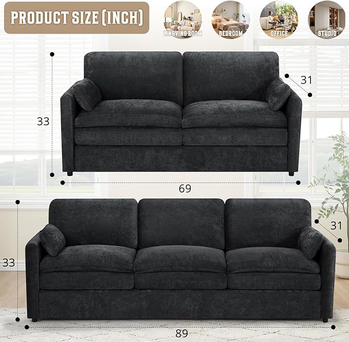 Chenille Upholstered Sofa Set - Image 3
