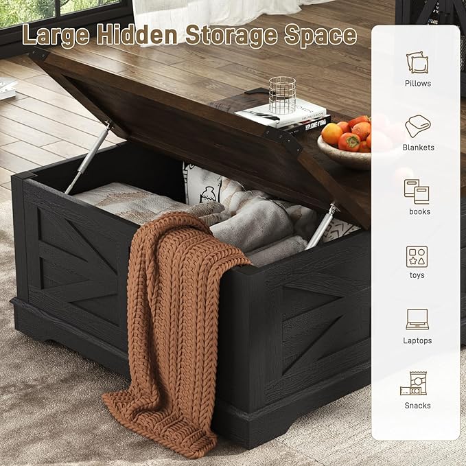 Hlivelood 36" Farmhouse Movable Lift Top Coffee Table - Image 3