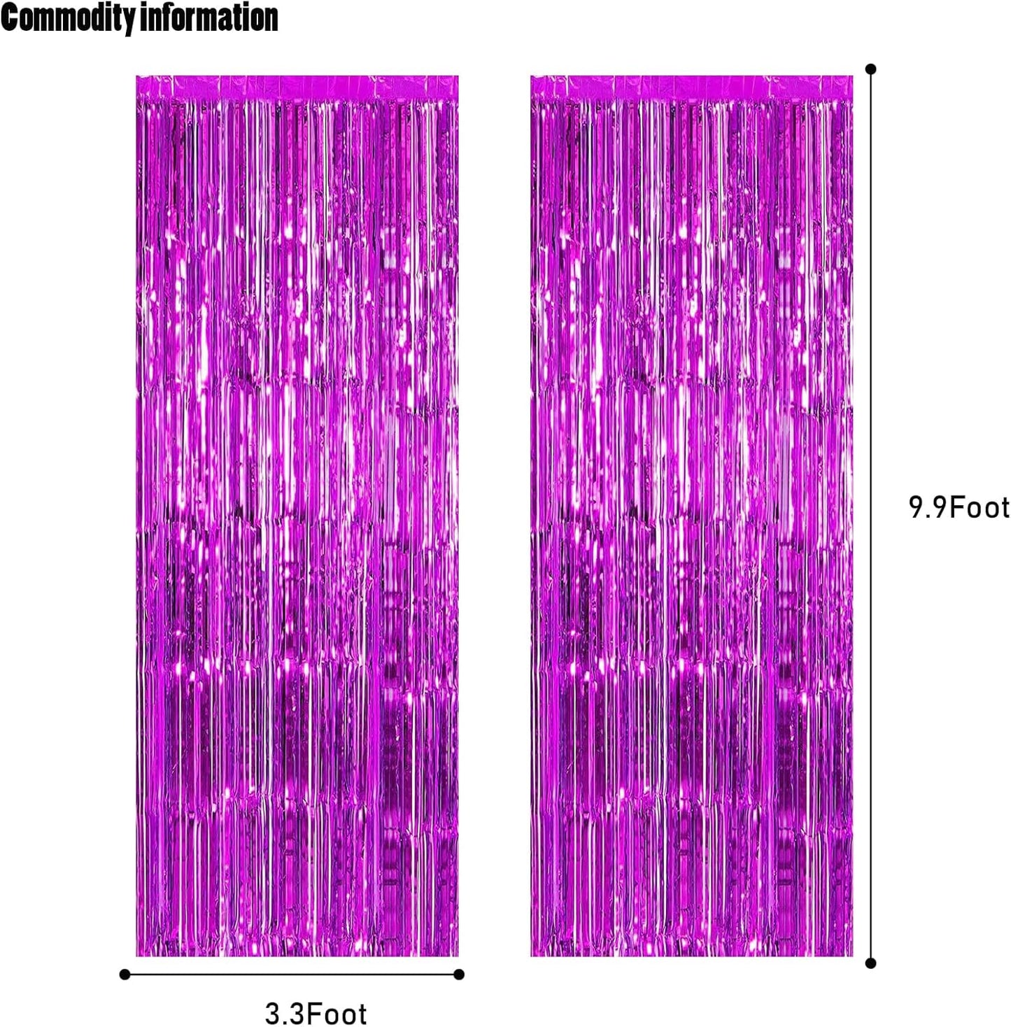 CANREVEL 2 Pack 3.3x8.2 Feet Hot Pink Foil Fringe Backdrop Curtains, Tinsel Streamers Birthday Party Decorations, Fringe Backdrop for Bachelorette Engagement Wedding Baby Bridal Shower Party