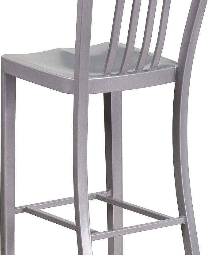 Flash Furniture Commercial Grade 30" High Silver Metal Indoor-Outdoor Barstool - Image 6