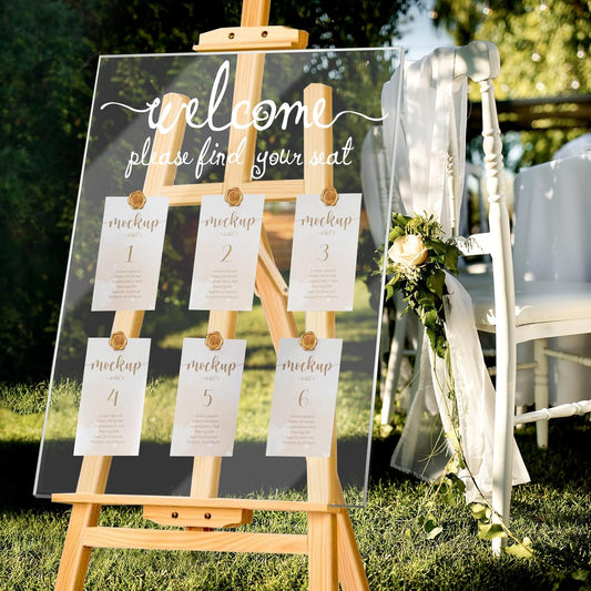 24x18 Inch Wedding Seating Chart Board Display with 15 Rose Wax Seal Stickers for Reception | Acrylic Welcome Please Find Your Seat Table Seating Chart Board Wedding Sign Display Decor