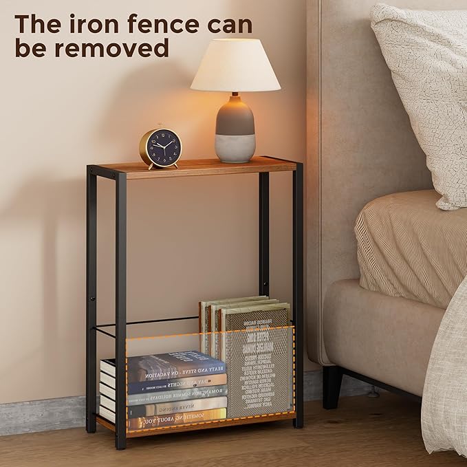 Homleke Narrow Side Table with Magazine Holder, Skinny End Table Perfect - Image 7