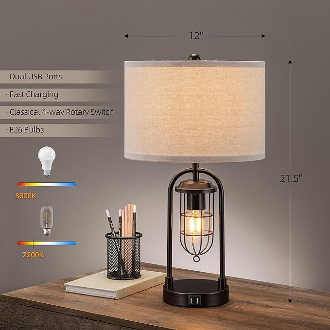 Set of 2 Farmhouse Table Lamps - Image 4