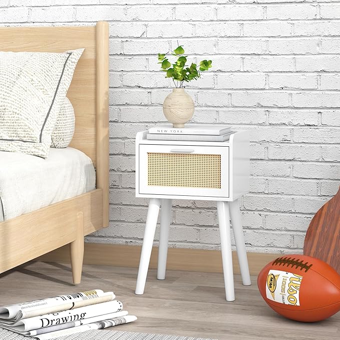 LAATOOREE Nightstand Set of 2, Small White Bedside Table, End Table - Image 2