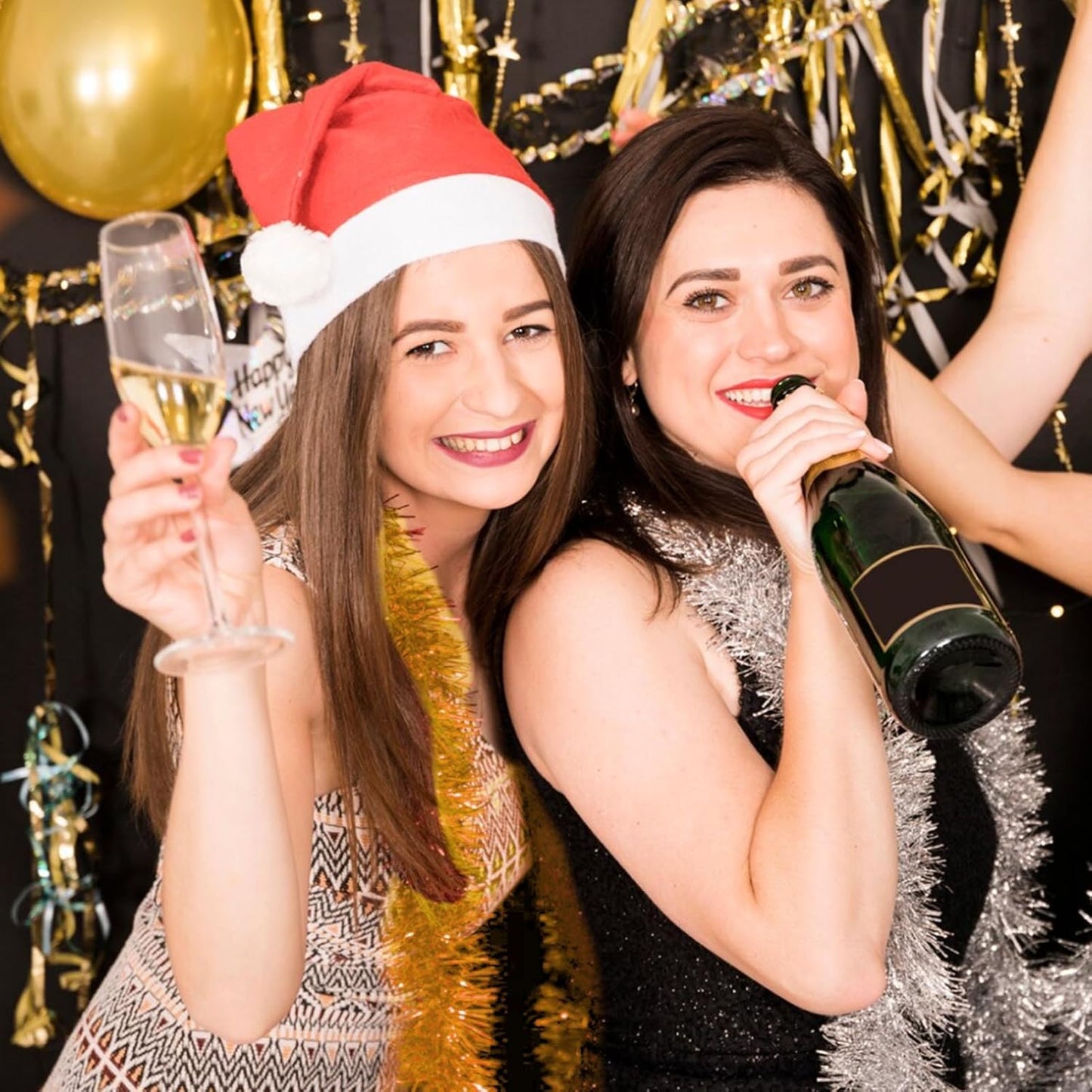 25 Feet Champagne Gold Christmas Tinsel Garland, Metallic Foil Twist Garland Wall Hanging Tinsel Banner Backdrop for Parade Floats, Easter, Mother's Day, Birthday Party Decorations (4in x 25ft)