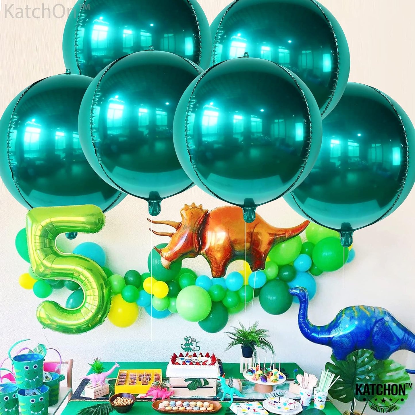KatchOn, Metallic Emerald Green Balloons - Big 22 Inch, Pack of 6 | Dark Green Mylar Balloons, Emerald Green Foil Balloons for Emerald Green Party Decorations | Graduation decorations 2025