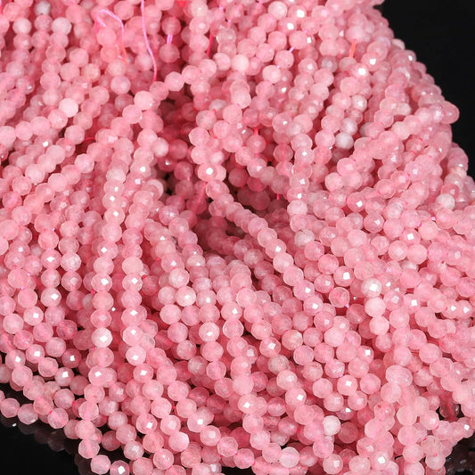 Song Xi 120pcs 3mm Natural Pink Tourmaline Gemstone Beads Faceted Round Loose Stone Beads for Jewelry Making