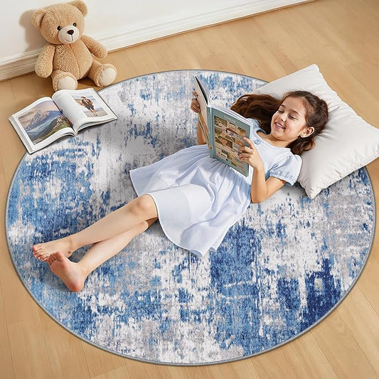 RELEANY Washable Area Rugs 4ft Non-Slip Modern Abstract Soft by RELEANY