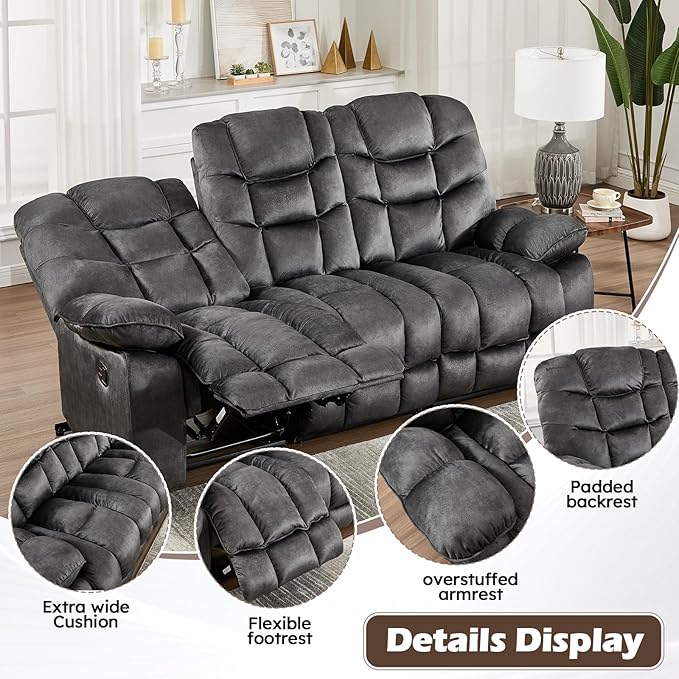 HAOMARKETS 3 Pieces Recliner Sofa Furniture Set, Include 2 Power Recliner Chairs - Image 6