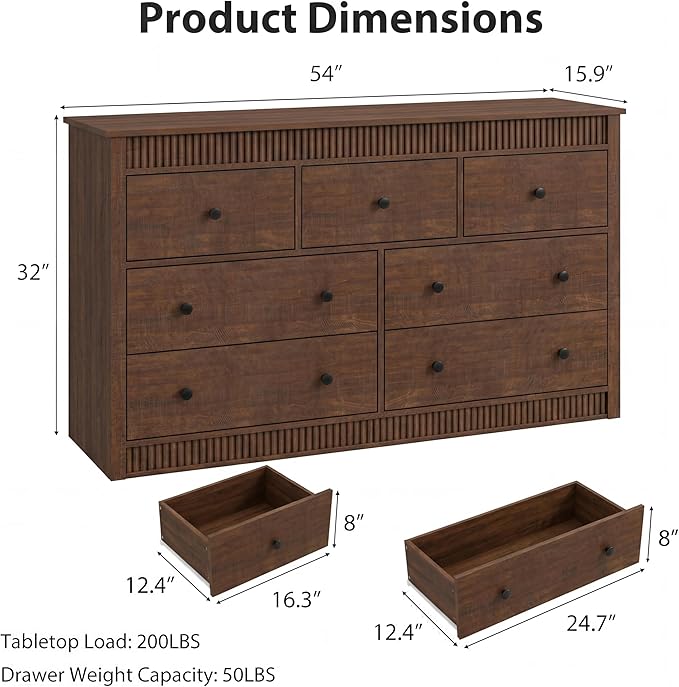 GarveeHome 7 Drawer Dresser for Bedroom, Modern Long Storage Dresser Organizer - Image 6
