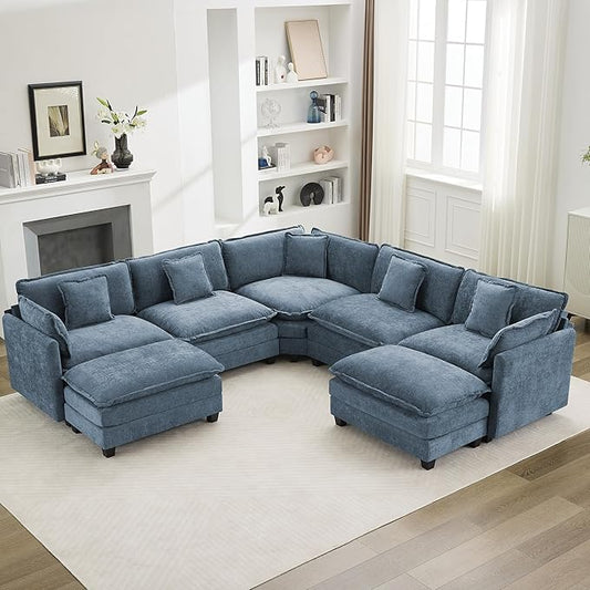 113'' V Shaped Cloud Sectional Sofa, Oversized Deep Seat Couches by WUTUTUEE
