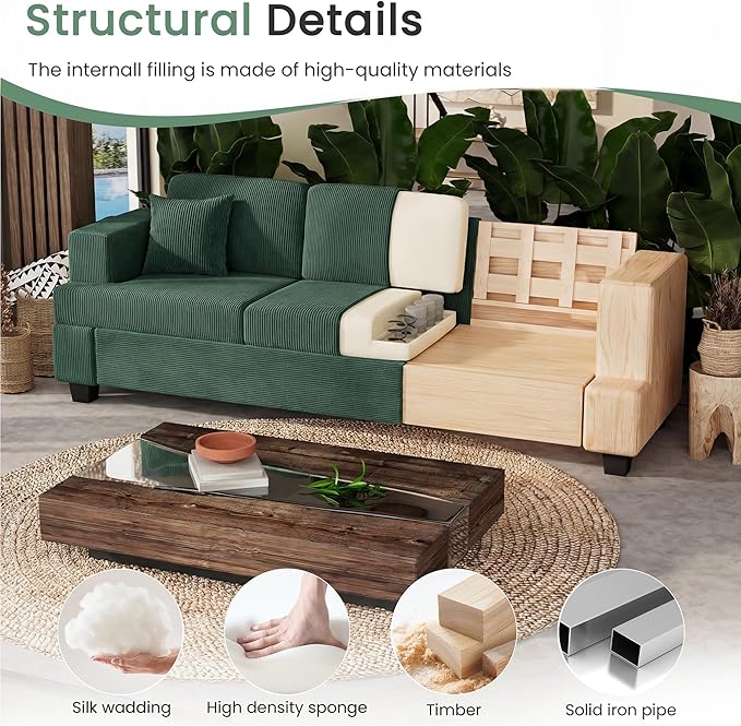 YOUDENOVA 2 Piece Set Comfy Sofa Couch, 3 Seater & Loveseat Sofa - Image 7