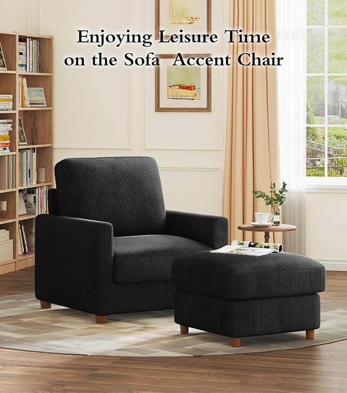 Kidirect 35.5in Corduroy Couch Accent Chair, Tool-Free Setup Living Room Sofa - Image 7