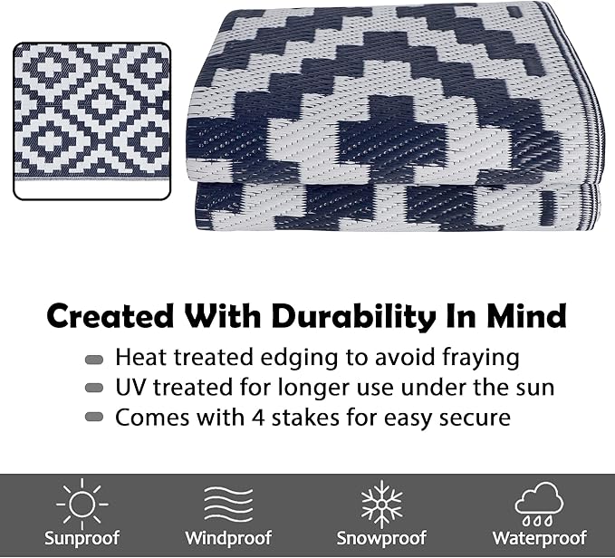 SAND MINE Reversible Mats, Plastic Straw Rug, Modern Area Rug, Large Floor Mat - Image 3