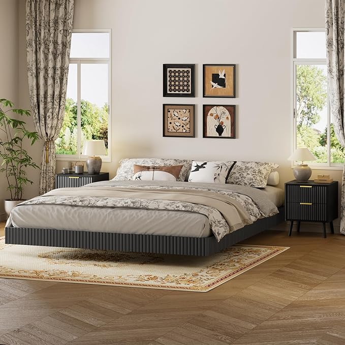 LYNSOM 3 Pieces King Bedroom Set, Floating Bed Frame - Image 3