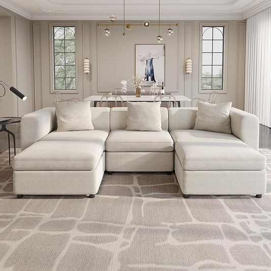 Guyii Velvet Sectional Sofa, 173.23" L Oversized 5-Seat Convertible Couch by Guyii