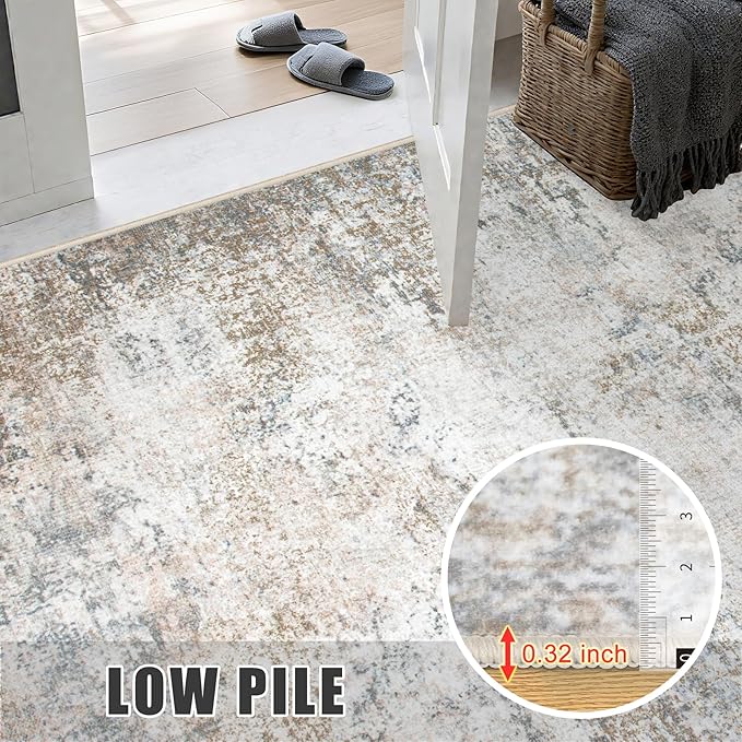 6x6 Area Rug Living Room Rug: Washable Modern Abstract Soft Thin Rug Indoor - Image 7