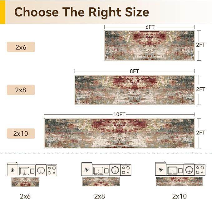 RELEANY Washable Area Rugs 2'x8' Non-Slip Modern Abstract Soft - Image 2