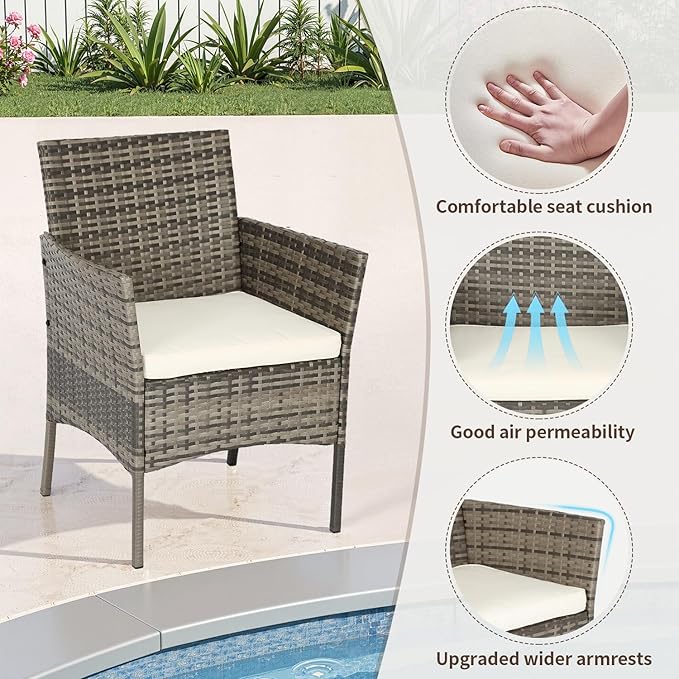 FDW Outdoor Patio Furniture Set Wicker Patio Set PE Rattan Furniture Bistro Set - Image 3