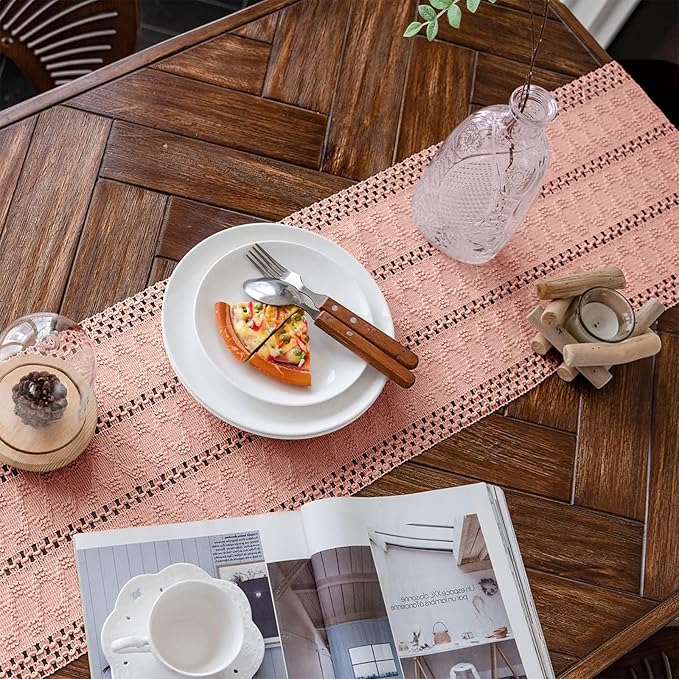 Macrame Table Runner Pure Pink Boho Table Runners - Image 2