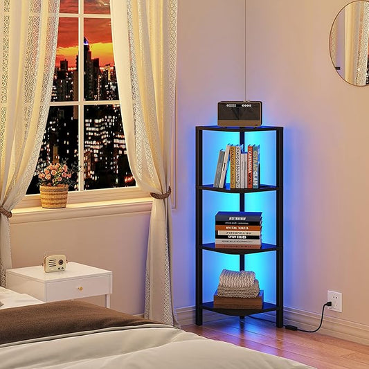 TUTOTAK Corner Shelf, 4-Tier Corner Bookshelf by ChoosetutotakFurnitureBuildYourCozyHome