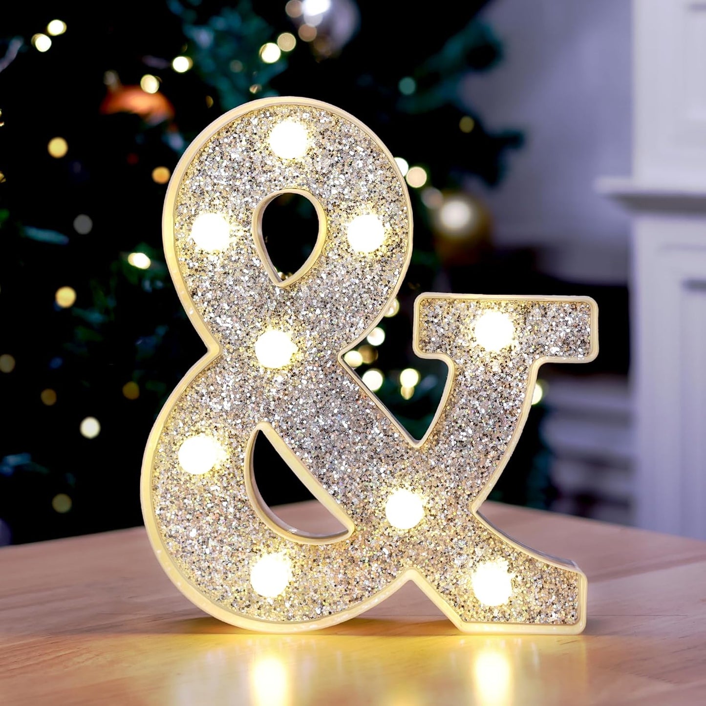 Marquee Light Up Letters, Glitter Silver LED Letter Lights Battery Powered Alphabet Letter Sign for Night Light Wedding Birthday Party Cafe Bar Decoration Girls Room Decor - &