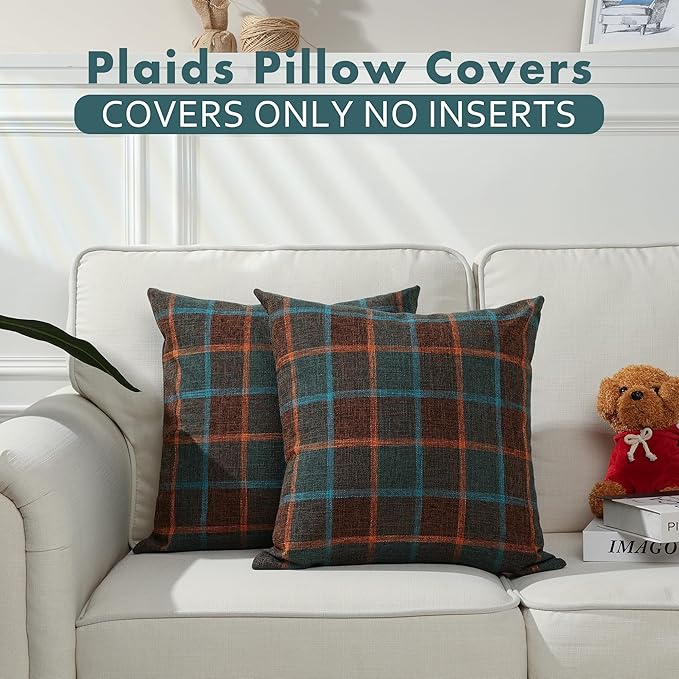 Stellhome Burlap Throw Pillow Covers Square Solid Linen Decorative Cushion - Image 5
