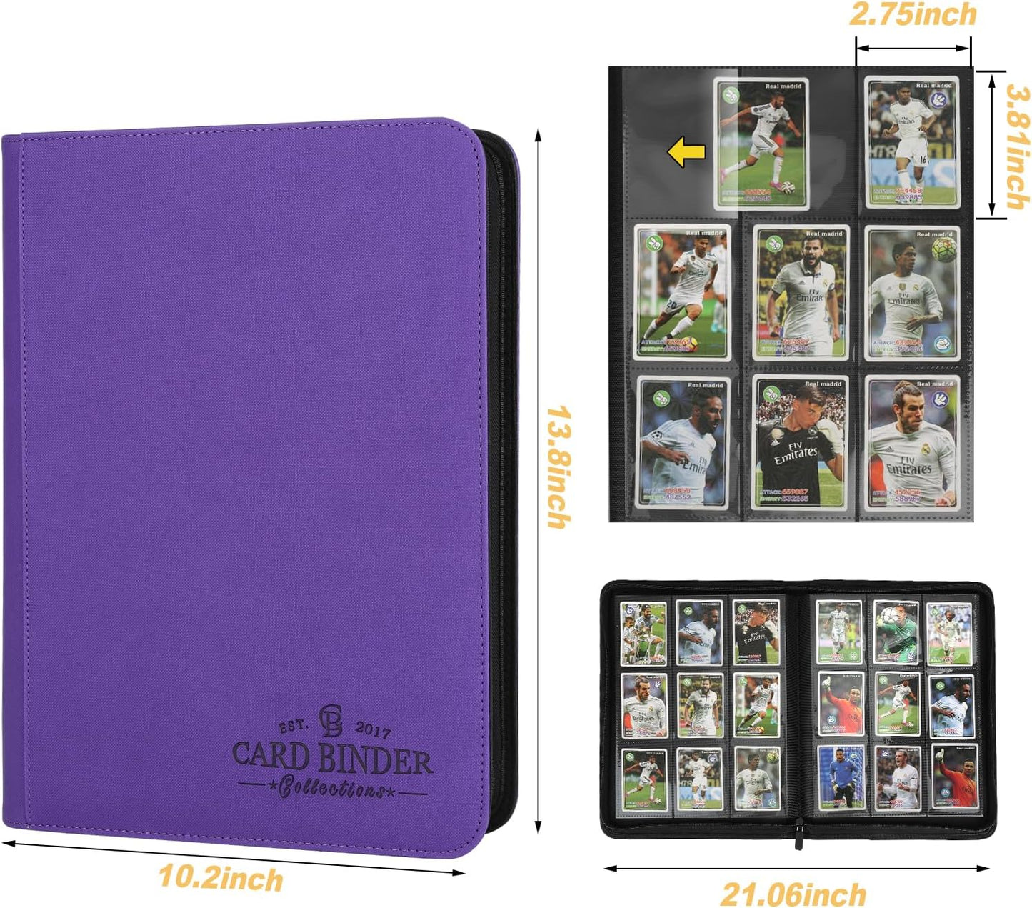 Trading Card Binder, Card Collection Binder Album Folder with 540 Side Loading Pockets, 9 Pocket Trading Card Album Folder for TGC,MTG, Baseball Cards, Yugioh