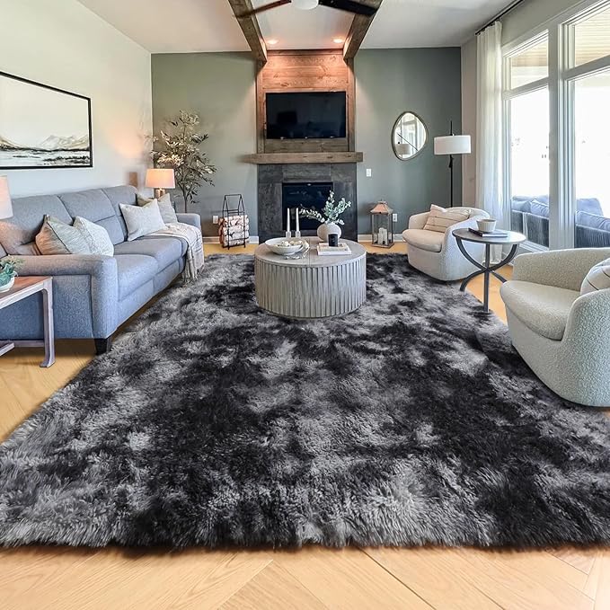PAGISOFE Area Rugs 9x12 Living Room, Large Dark Grey Shag Rugs - Image 5