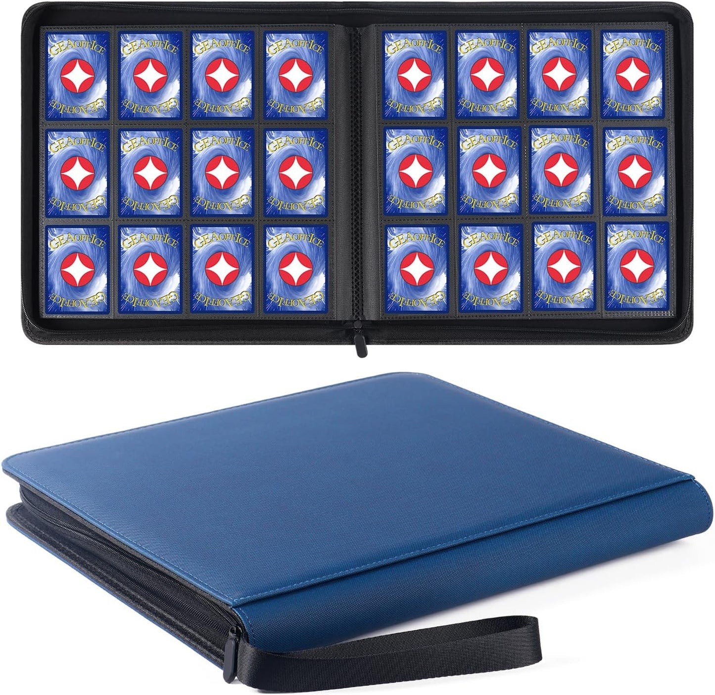 GEAoffice 12 Pocket Card Binder for 720 Cards, Premium Sturdy Baseball Card Holder Album, Ringless Side Loading Collection Binder for MTG, TCG, Game & Sports Cards, Non-PVC, Navy Blue