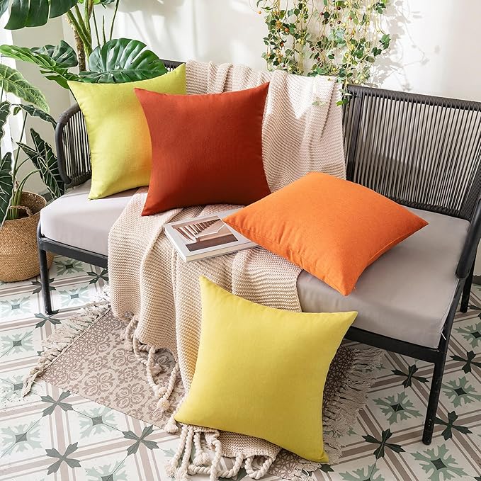 MIULEE Pack of 2 Decorative Outdoor Solid Waterproof Throw Pillow Covers Faux - Image 8
