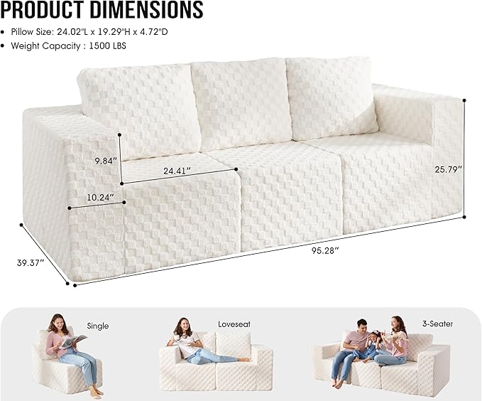 Modular Sectional Sofa 3-Seater Modular Couch - Image 2