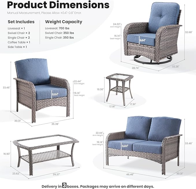ovios 7-Piece Patio Furniture Set, Outdoor Wicker Sofa - Image 9