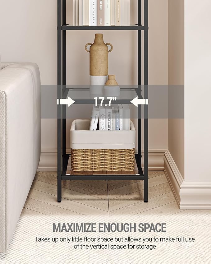 Hzuaneri Bookcase Bookshelf, Tempered Glass Arched Bookshelf - Image 6