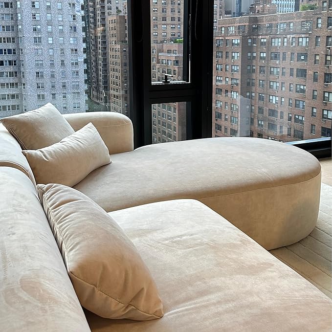Acanva Luxury Modern Tight Curved Back Velvet Sofa, Minimalist Style Comfy Couch - Image 10