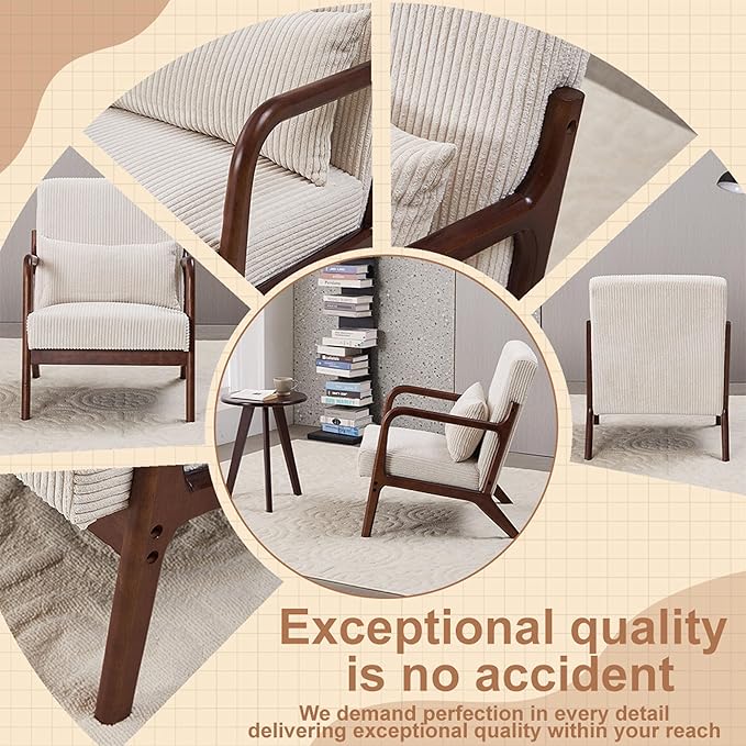Beige Midcentury Modern Accent Chair - Image 7