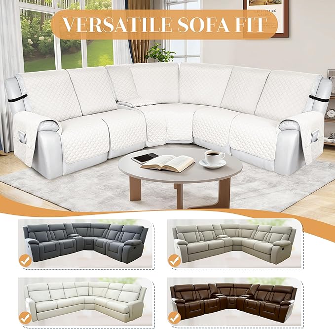 HDCAXKJ 100% Waterproof Reclining Sectional Couch Covers L Shape Recliner Sofa - Image 6