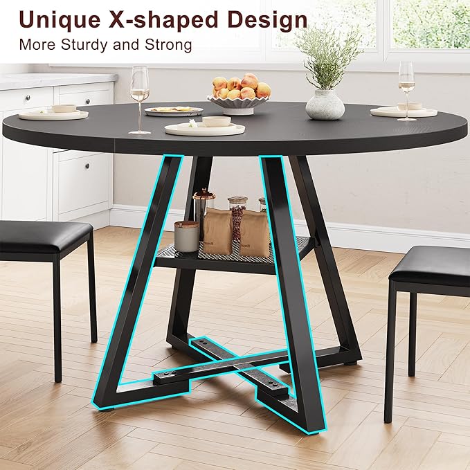 Jocoevol 51'' Round Dining Table, Kitchen Dining Room Circle Dinner Pedestal - Image 7