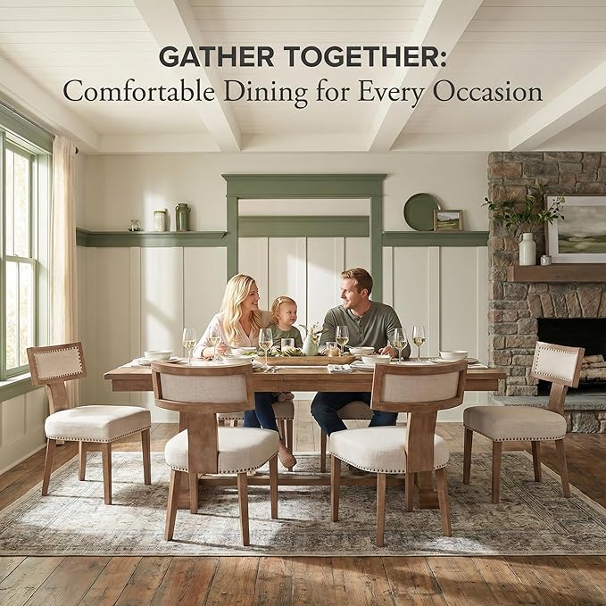 VESCASA Linen Upholstered Dining Chairs - Image 2