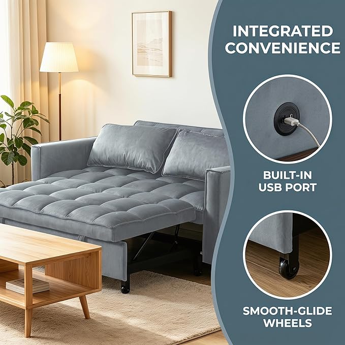 4 in 1 Convertible Sofa Bed, Pull Out Couch - Image 7
