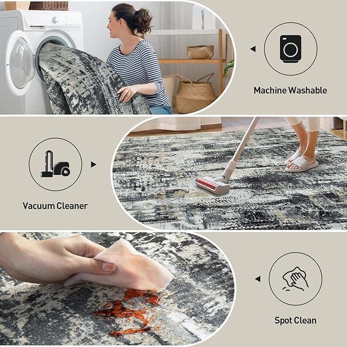 8x10 Area Rugs Washable Rug: Large Modern Abstract Living Room Rug Soft - Image 3