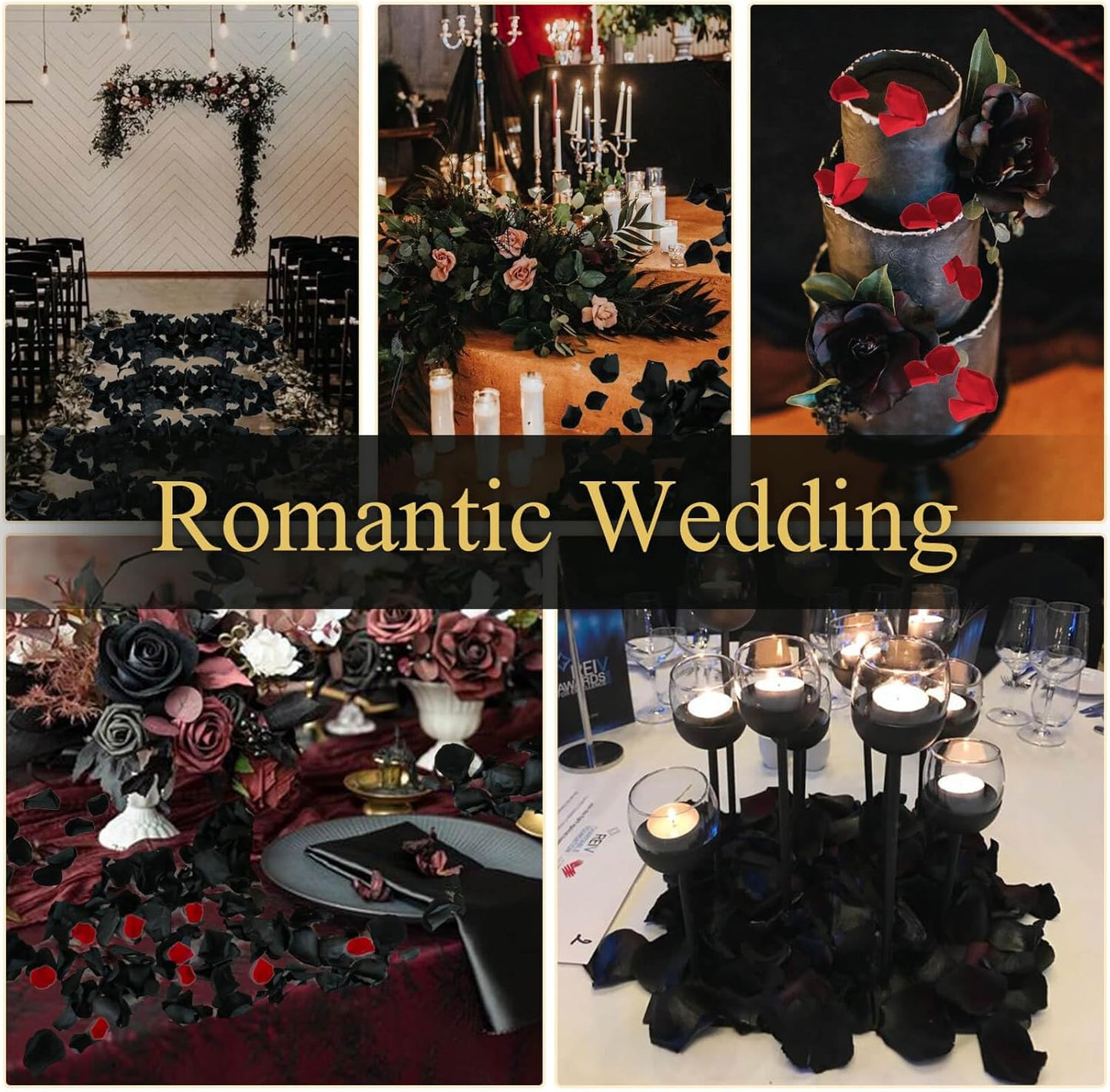 200Pcs Dried Real Black Rose Petals, Preserved Flower Petals 1.75oz for Gifts Wedding Party Decor, Flower Girl, Dinner Table Centerpieces, Bridal Shower, Witch Decor,Confetti