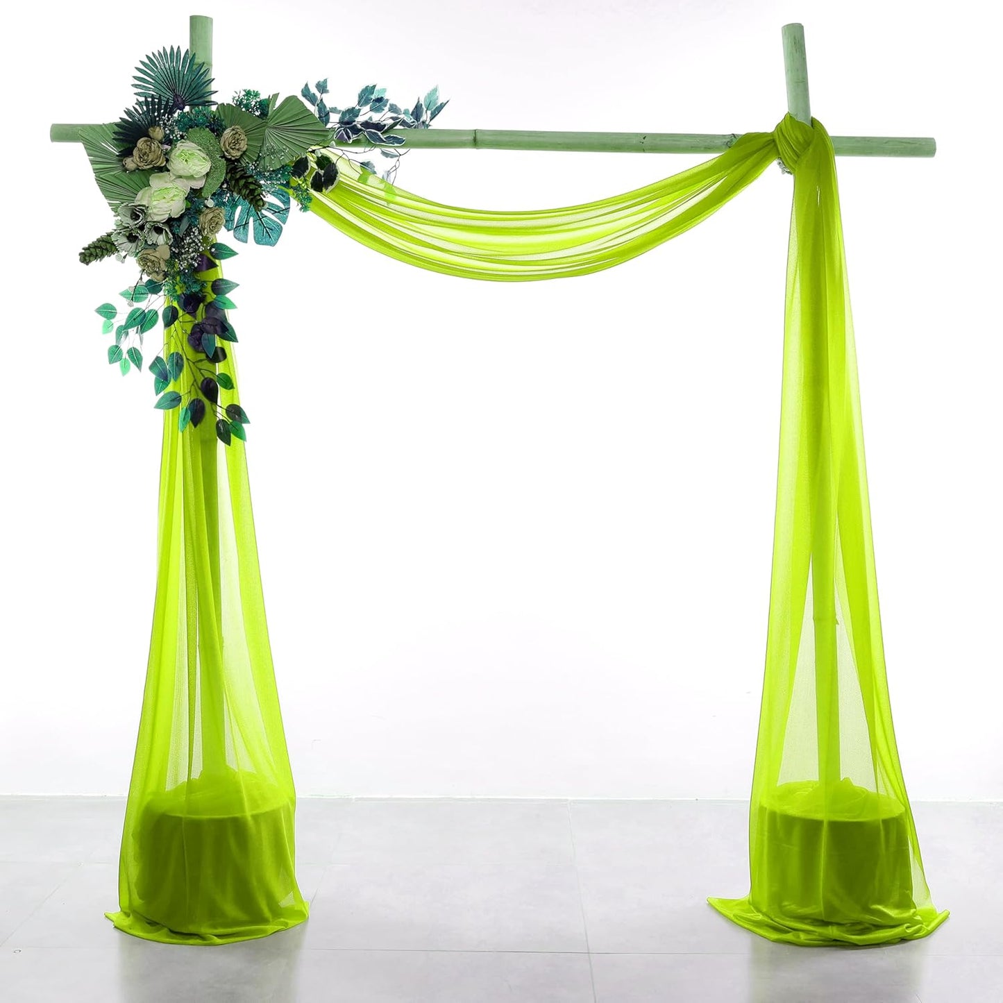 VDS Pack of 1 Panel (30 Inch X 30 Feet) Wedding Arch Draping Fabric Sheer Chiffon Fabric Drapery for Wedding Ceremony Reception Swag Backdrop Canopy Chuppah ARBO Altars Decoration (Parrot Green)